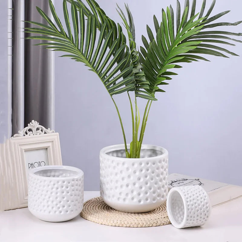 Afralia™ Gold Ceramic Flower Pot Succulent Vase Terrarium Plant Pots for Home Balcony Decor