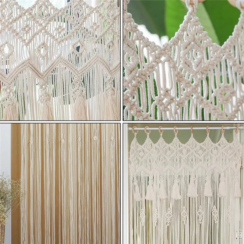 Afralia™ Macrame Cotton Door Curtain Wall Hanging Boho Decor Art Tapestry 160*280cm