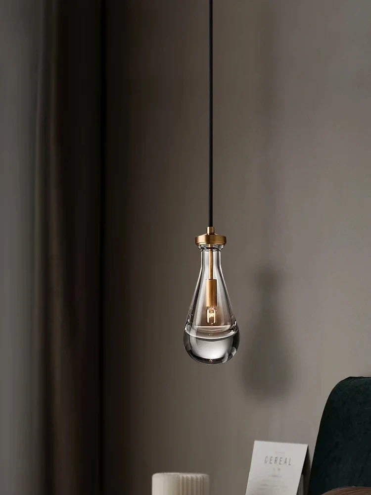 Afralia™ Water Drop Glass Pendant Light: Nordic Brass Finish for Dining Room, Bar, Bedroom Fixtures