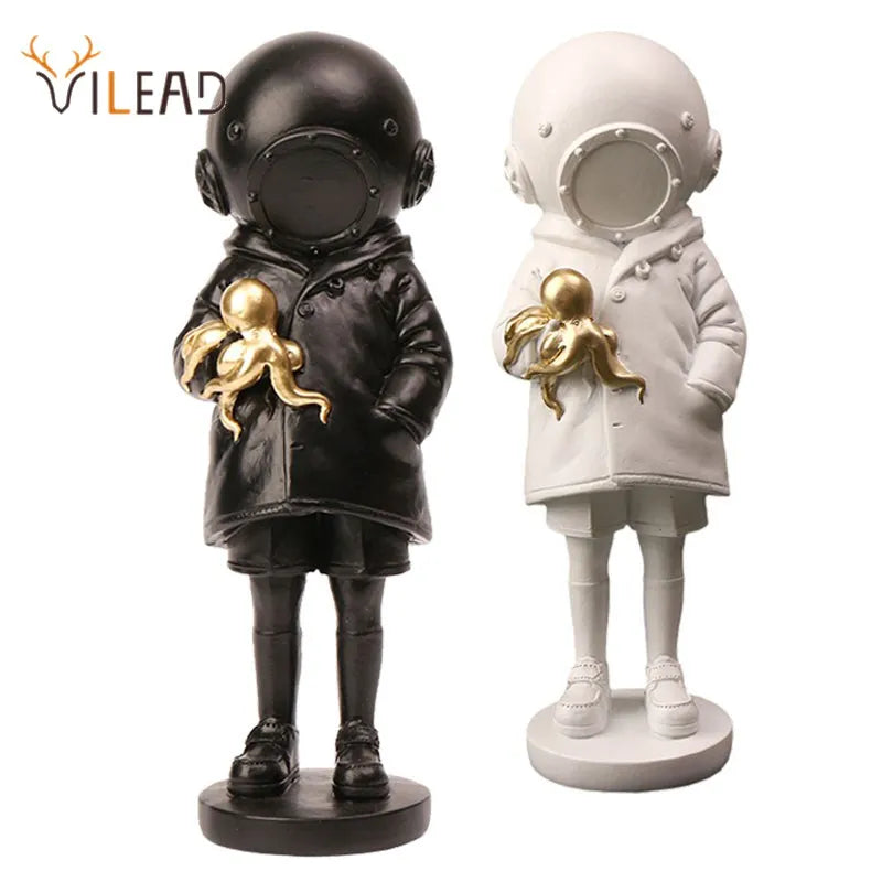 Afralia™ Banksy Deep Diver Sculpture: Modern Street Art Girl Statue for Home & Office Decor