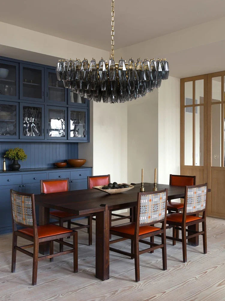 Luxury Stained Glass Chandelier by Afralia™ - Elegant LED Lighting for Dining Room