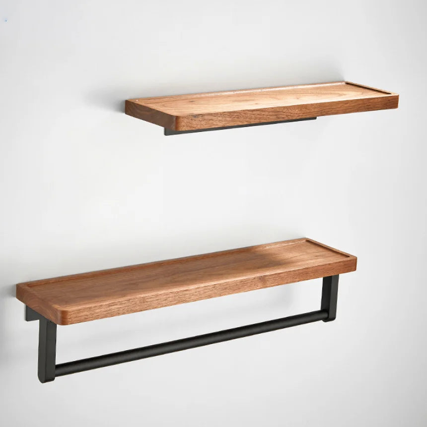 Afralia™ Walnut Wall Rack Storage Shelf for Bathroom and Home Organization