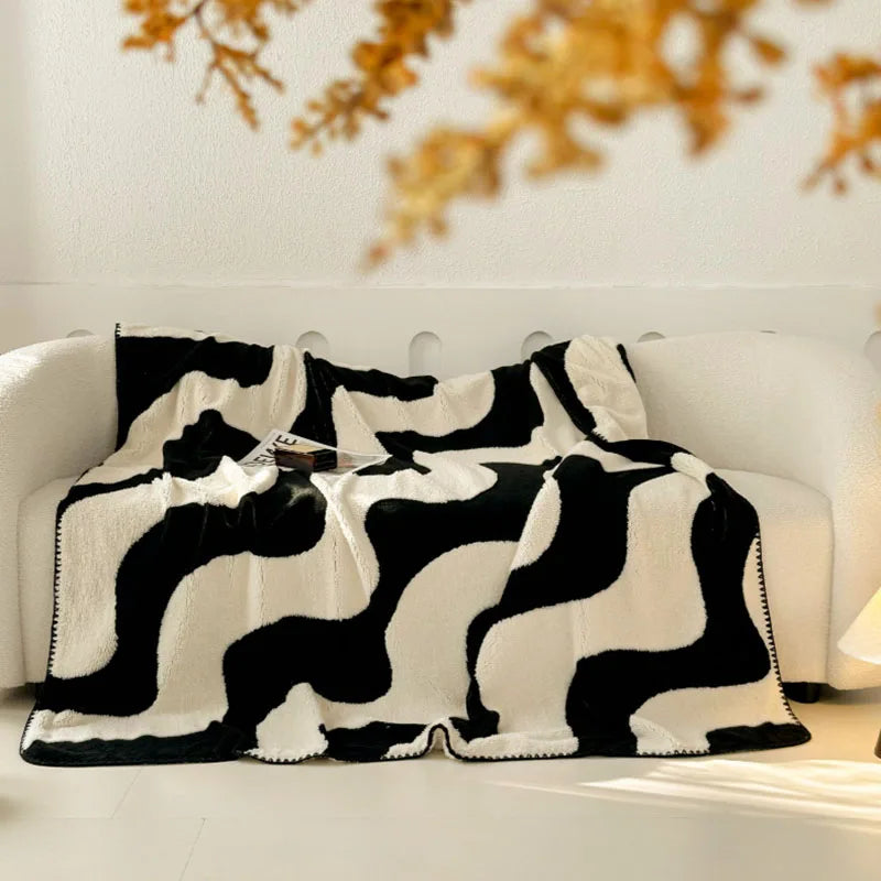 Afralia™ Milk Velvet Blanket: Double-Sided Printed Luxury Sofa Cover for All Seasons