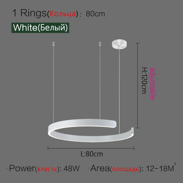 Afralia™ Nordic Ring LED Pendant Chandelier for Home Living Dining Kitchen Lighting