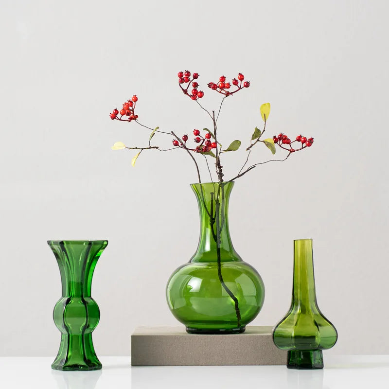 Afralia™ Green Glass Geometry Vase Hydroponics Terrarium Home Decoration Accessory