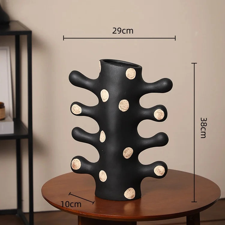 Afralia™ Polka Dot Geometric Vase: Handmade Ceramic Flowerpot Home Decor