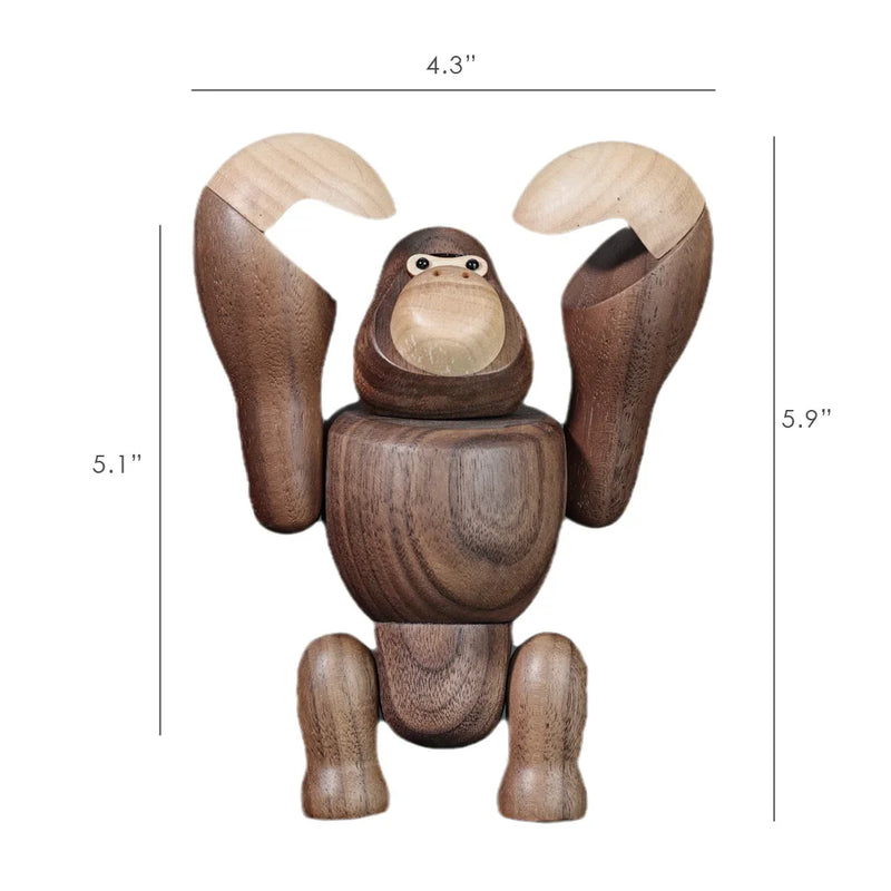 Afralia™ Wooden King Kong Gorilla Dolls Home Decoration Figurines Ornament