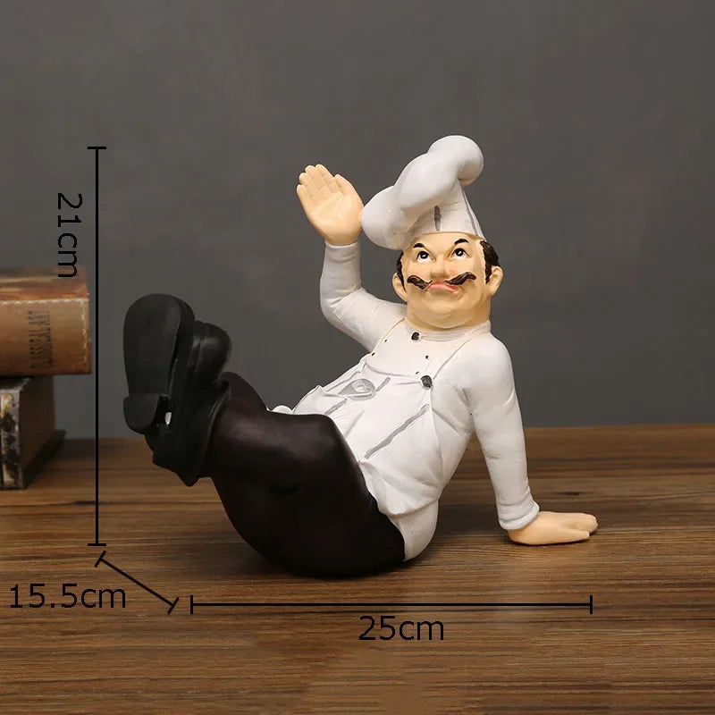 Afralia™ Bearded Chef Resin Figure Sculpture Modern Kitchen Desk Decor Ornaments