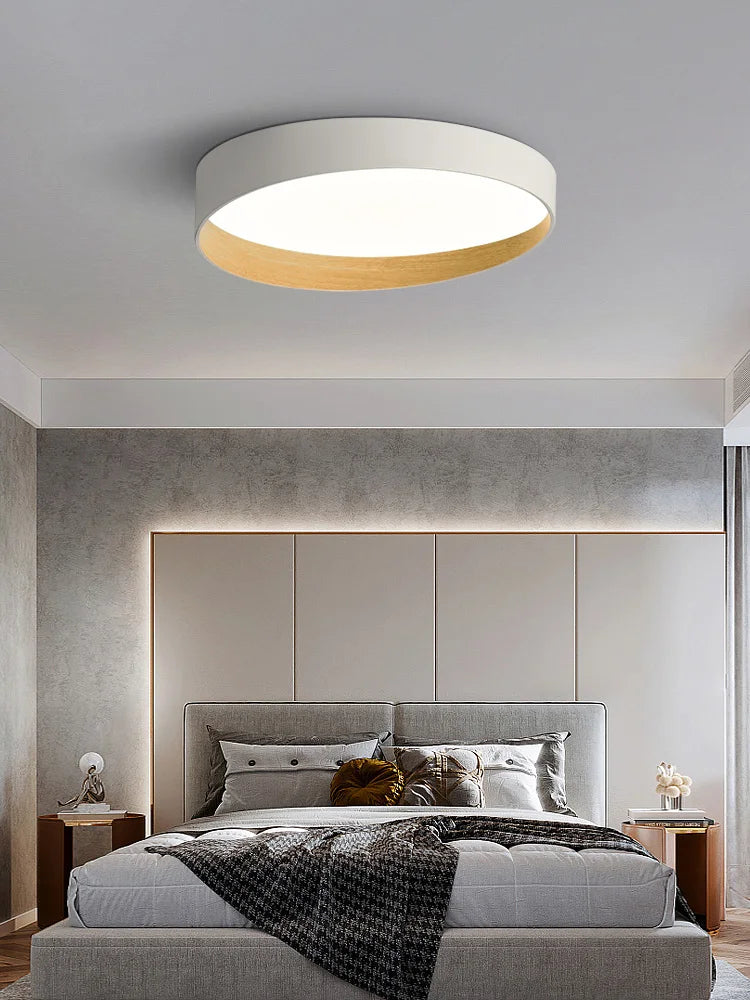 Afralia™ Wood Grain LED Ceiling Lamp: Modern Lighting for Living Room, Bedroom, and Study