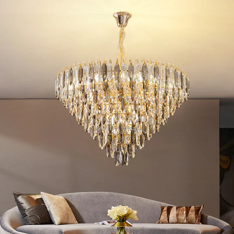 Afralia™ Crystal Chandelier: Elegant Small Duplex Living Room Loft Hotel Lobby Staircase Lighting