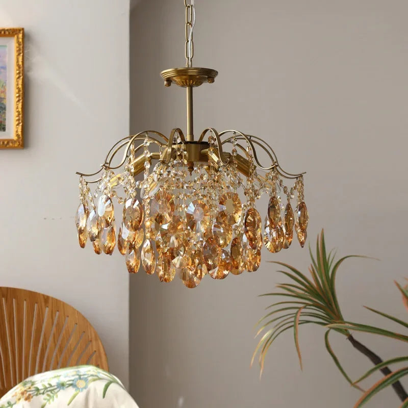 Afralia™ Retro Crystal Chandelier for Bedroom Dining Living Room Cloakroom