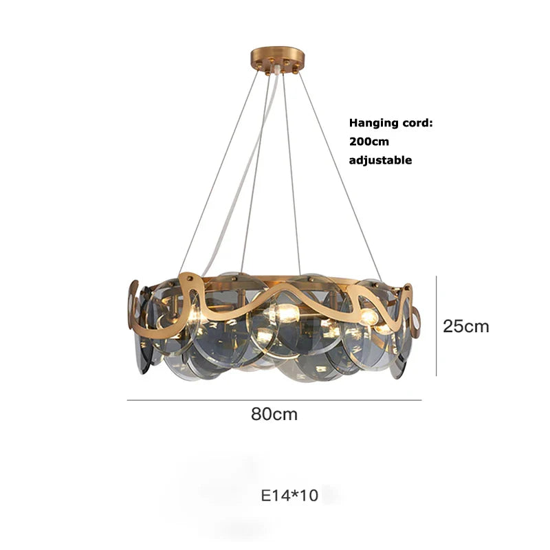 Afralia™ Gold Glass LED Chandelier Lighting for Modern Nordic Living Room Decor