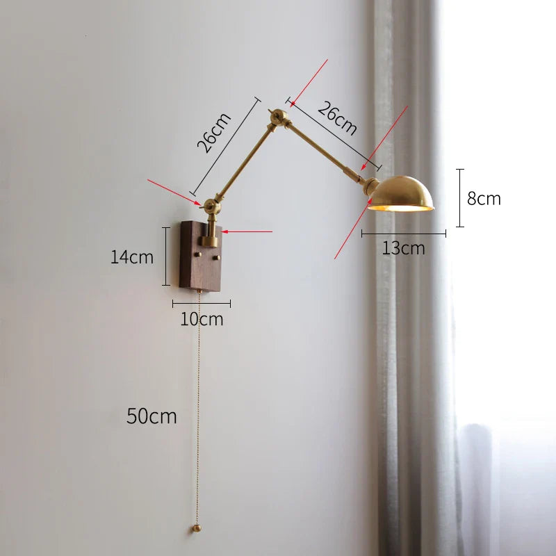 Afralia™ Copper Long Arm LED Wall Light: Modern Nordic Indoor Lighting Fixture