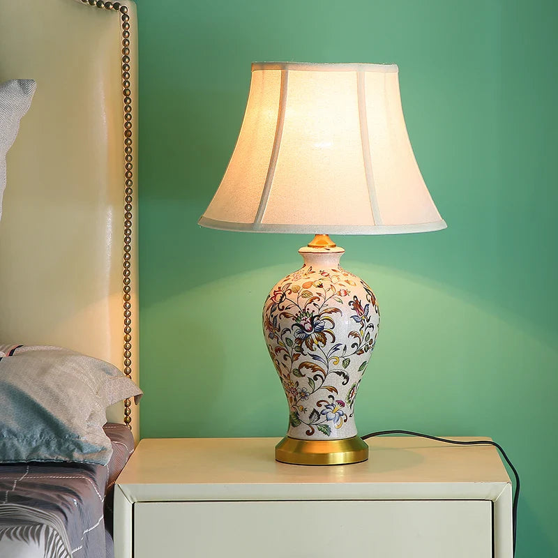 Afralia™ Retro Ceramic Table Lamp | European Style Bedroom Bedside Decoration