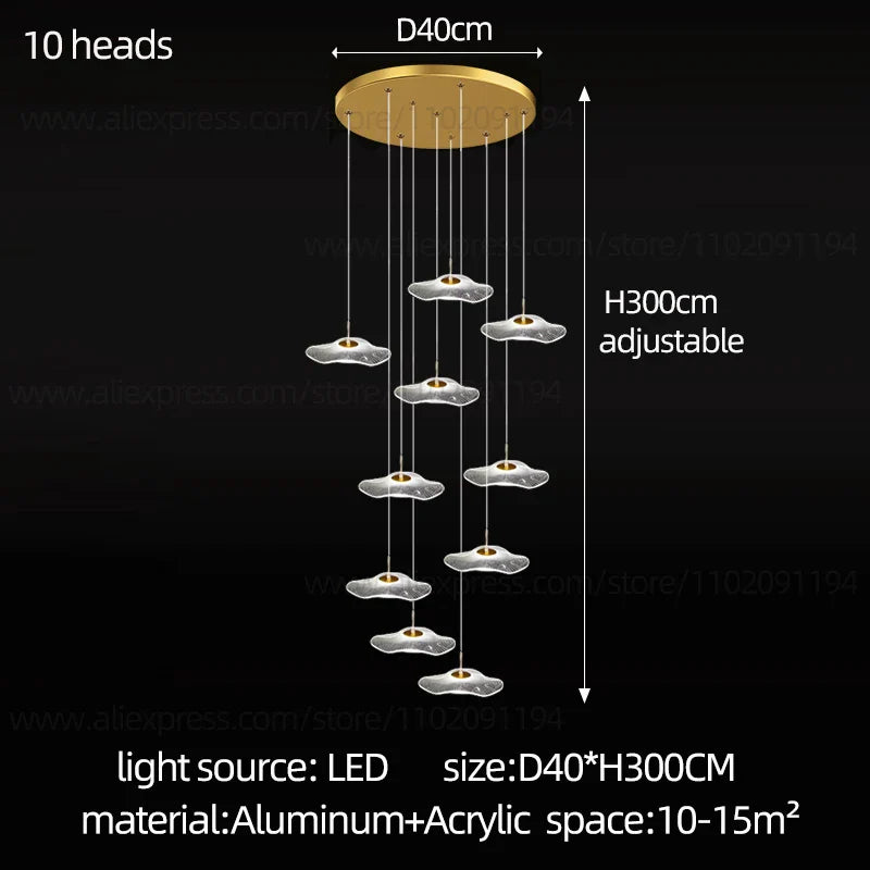 Afralia™ LED Lotus Staircase Chandelier: Modern Design for Hotel Lobby, Villa, Kitchen Lighting