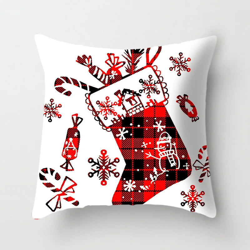Afralia™ Christmas Cushion Cover 45x45cm Xmas Pillowcase for Sofa - Happy New Year 2023