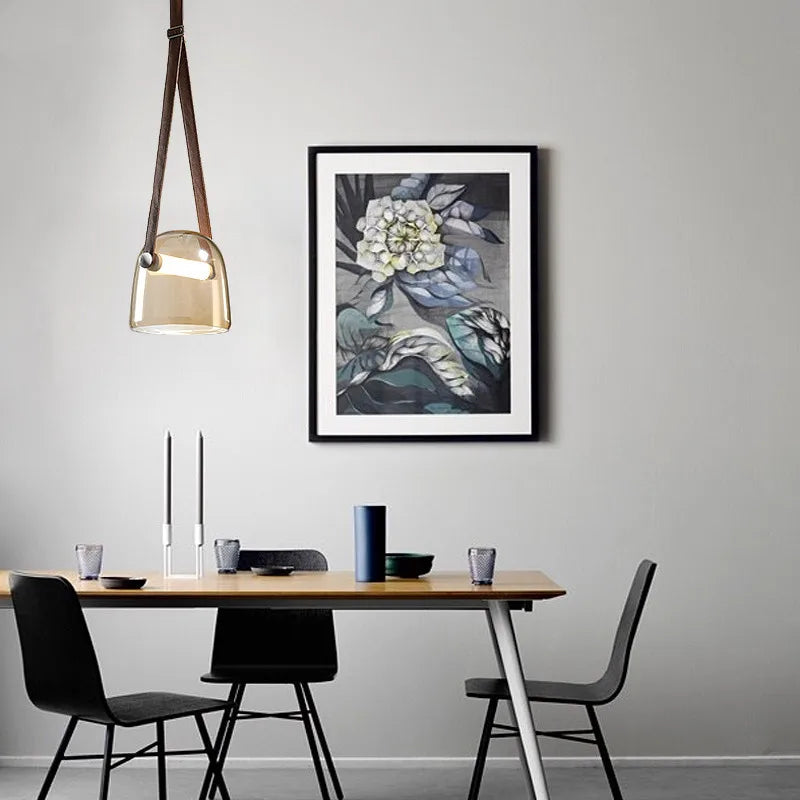 Afralia™ Glass Lustre LED Chandelier with Leather Strips Ceiling Lamp