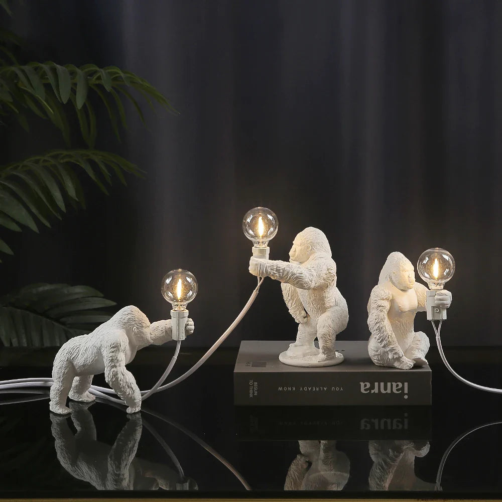 Afralia™ Orangutan LED Table Lamp: Italian Resin Night Light for Living Room, Bedroom, or Desk