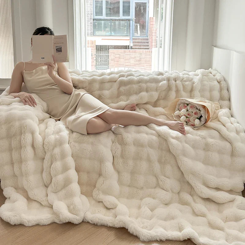 Afralia™ Deluxe Faux Rabbit Fur Bedding Set: Soft Velvet, Plush Warmth for Winter