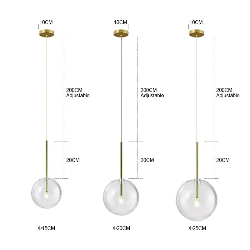 Afralia™ Clear Glass Ball Pendant Chandelier for Dining Room Bedroom Decor Lighting