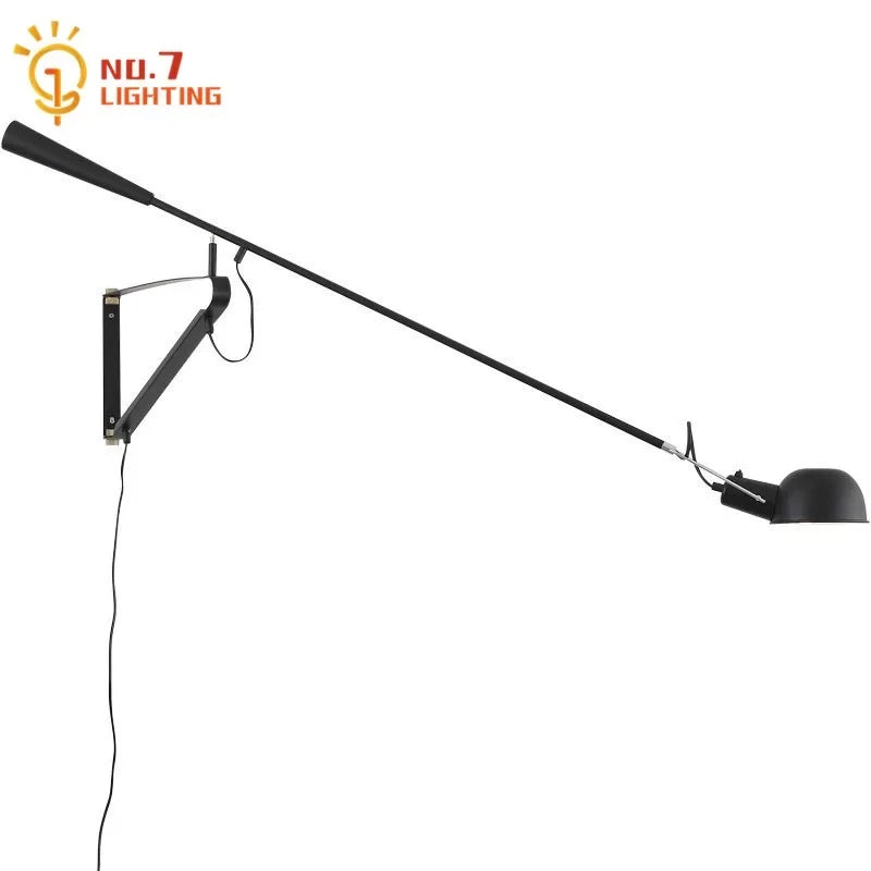 Afralia™ Adjustable LED Wall Lamp Swing Arm Modern Light Fixture Black/White for Living Room