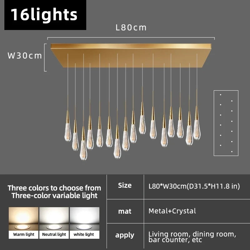Afralia™ Irregular Crystal Chandelier Nordic Pendant Light for Hotel Lobby