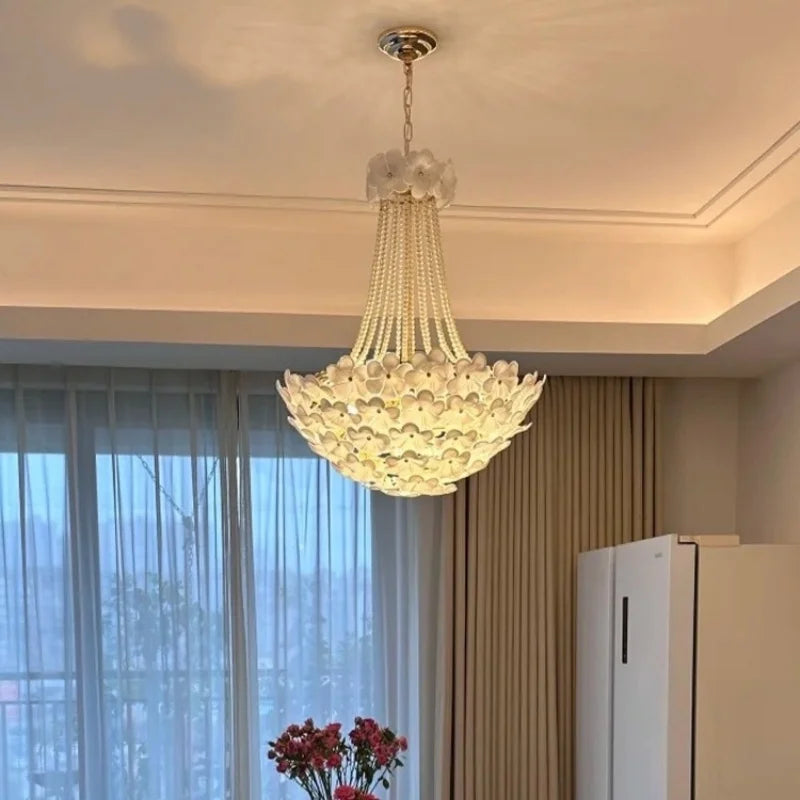 Afralia™ Glass Petal Pearl Ceiling Pendant Light