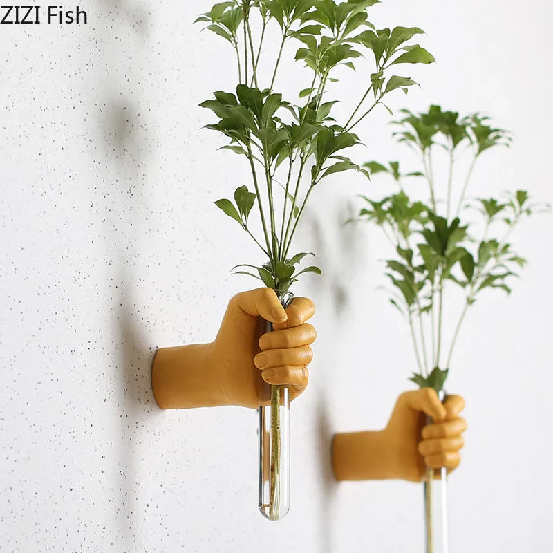 Afralia™ Glass Wall Vases Set Minimalist Decor Green Dill Hydroponic Flower Pot