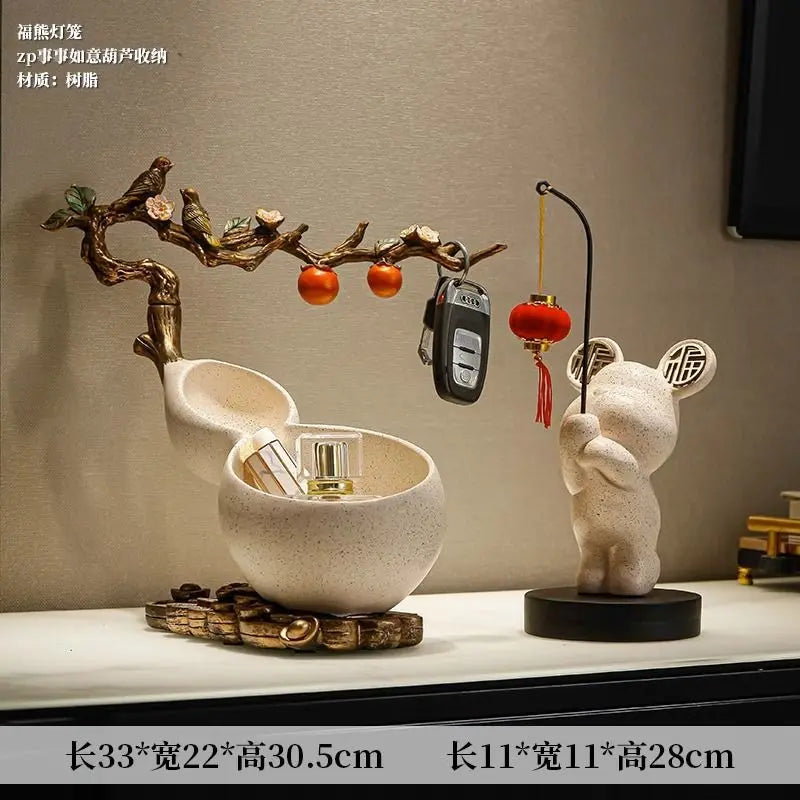 Afralia™ Chinese Gourd Key & Desktop Storage Decoration for Wealth Attraction