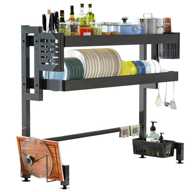 Afralia™ Kitchen Sink Dish Drying Rack Cutlery Organizer Shelf Counter Storage