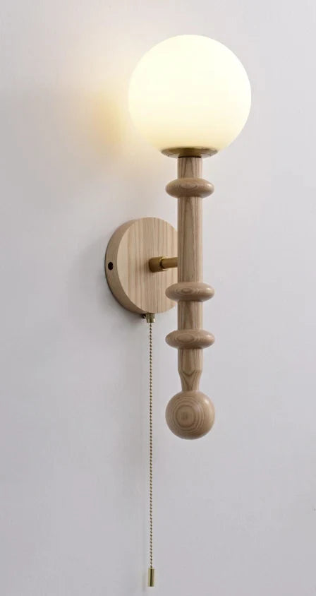 Afralia™ Retro Spiral Wooden Wall Lamp with Switch LED Light for Bedroom & Living Room