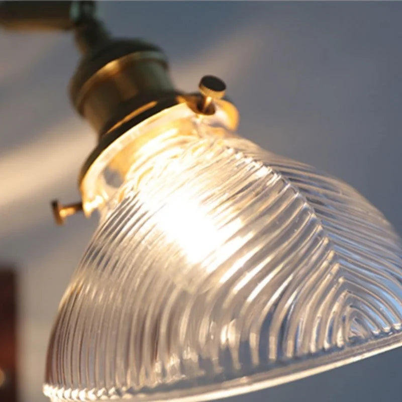 Afralia™ Clear Glass LED Wall Light Walnut Copper Stair Fixture