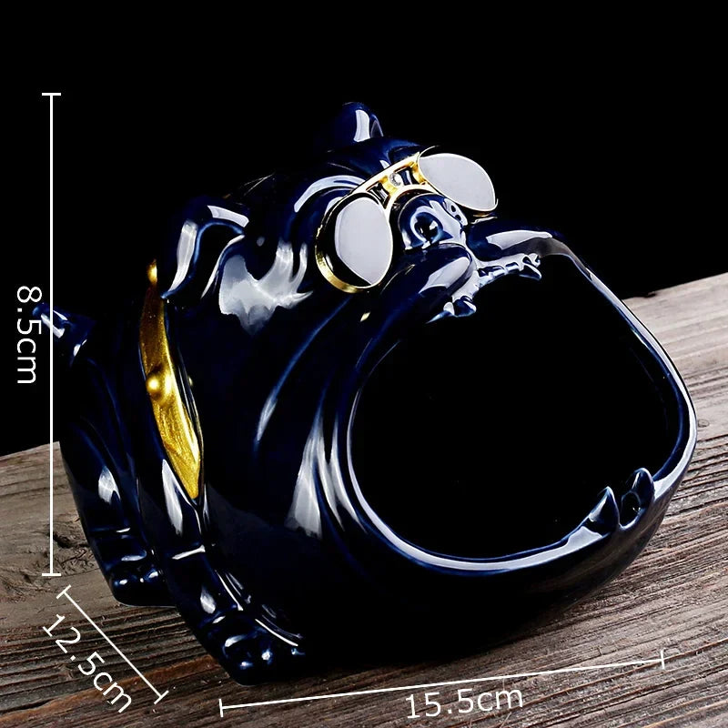 Afralia™ Bulldog Sunglasses Ceramic Ashtray - Smoking Accessories, Weed Ash Tray, Home Decor Gift