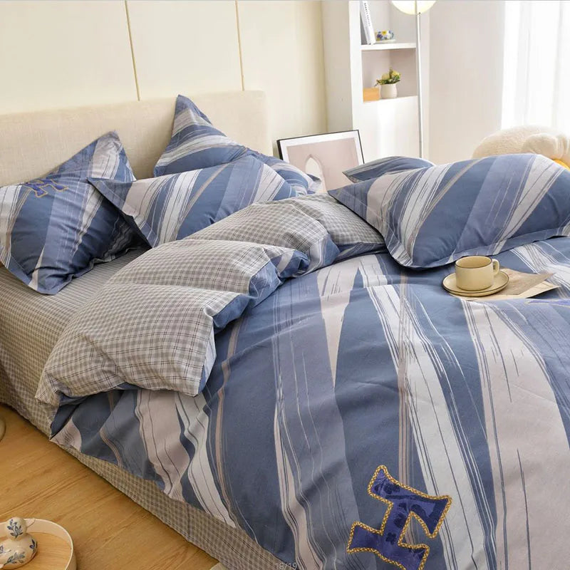 Afralia™ Floral Cotton King Size Bedding Set: Duvet Cover, Bed Sheets, Quilt Cover, Pillowcase