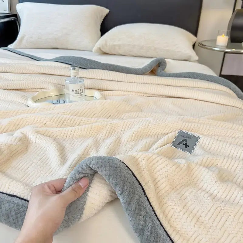 Afralia™ Light Luxury Velvet Plush Cotton Blanket