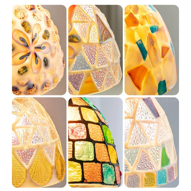 Afralia™ Colorful Glass Shell LED Pendant Lamp for Living & Dining Room