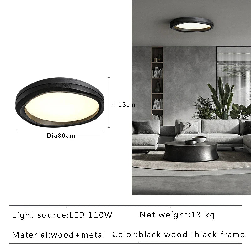 Afralia™ Modern Solid Wood LED Ceiling Light Fixture for Home Decor