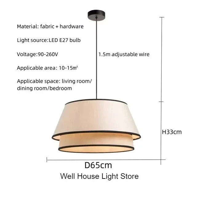 Afralia™ Tiered Drum Fabric Chandelier: Japanese Wabi Sabi Ceiling Light for Home Decor