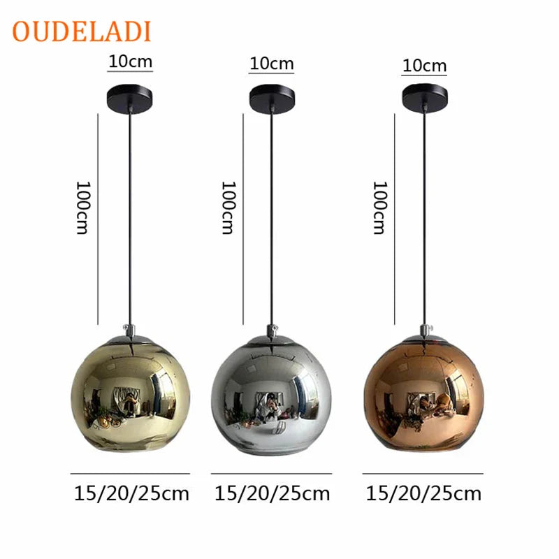 Afralia™ Plated Copper Glass Ball Pendant Lights for Home Decor