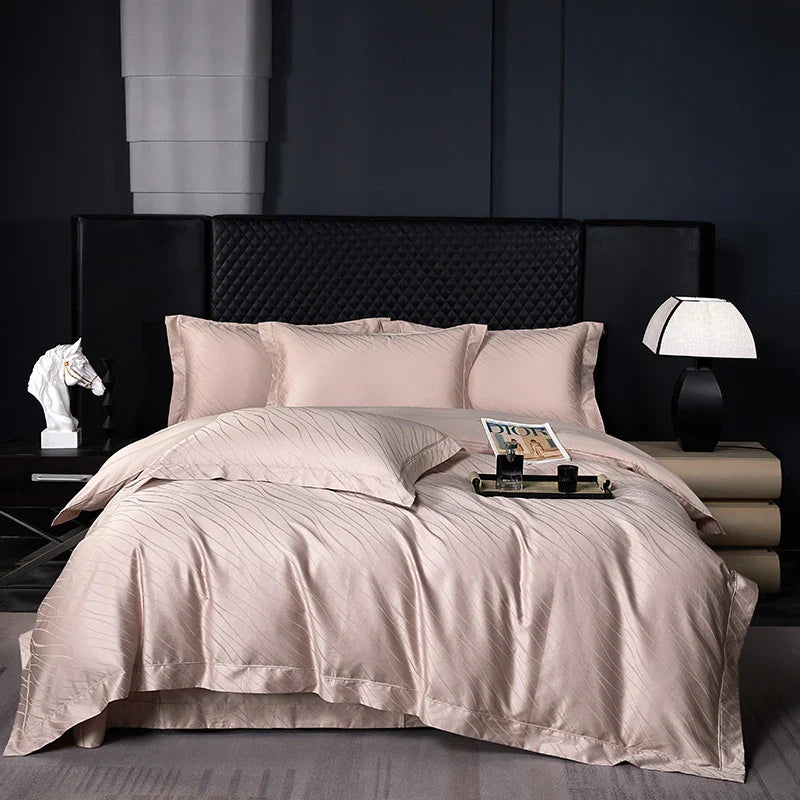 Afralia™ Luxury Egyptian Cotton Jacquard Bedding Set with Duvet Cover, Sheet, and Pillowcases
