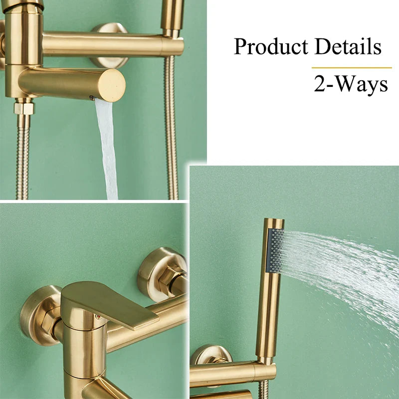 Afralia™ Wall Mount Bathroom Shower Mixer Tap with Waterfall Spout