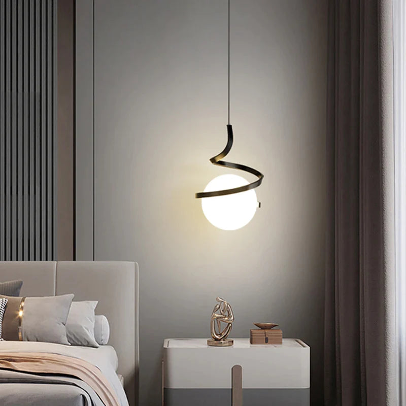 Afralia™ Glass LED Pendant Light for Home Dining Bedside Living Room