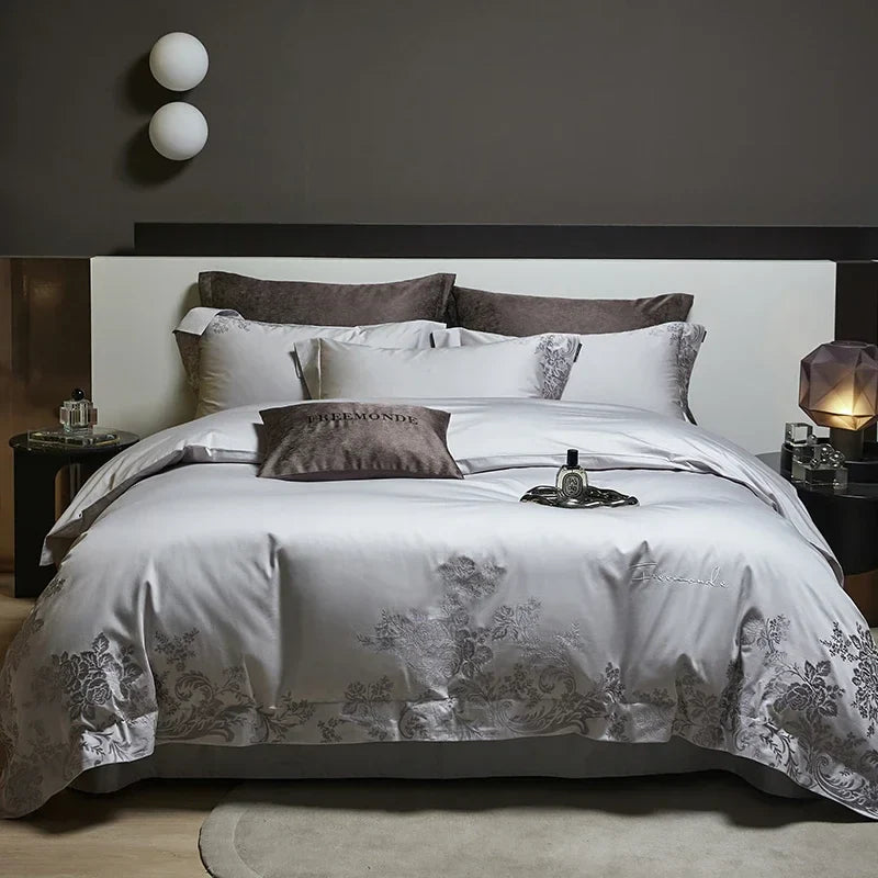Afralia™ Luxe 100s Egyptian Cotton Bedding Set: King Queen Full Size Sheet Blanket Pillowcase