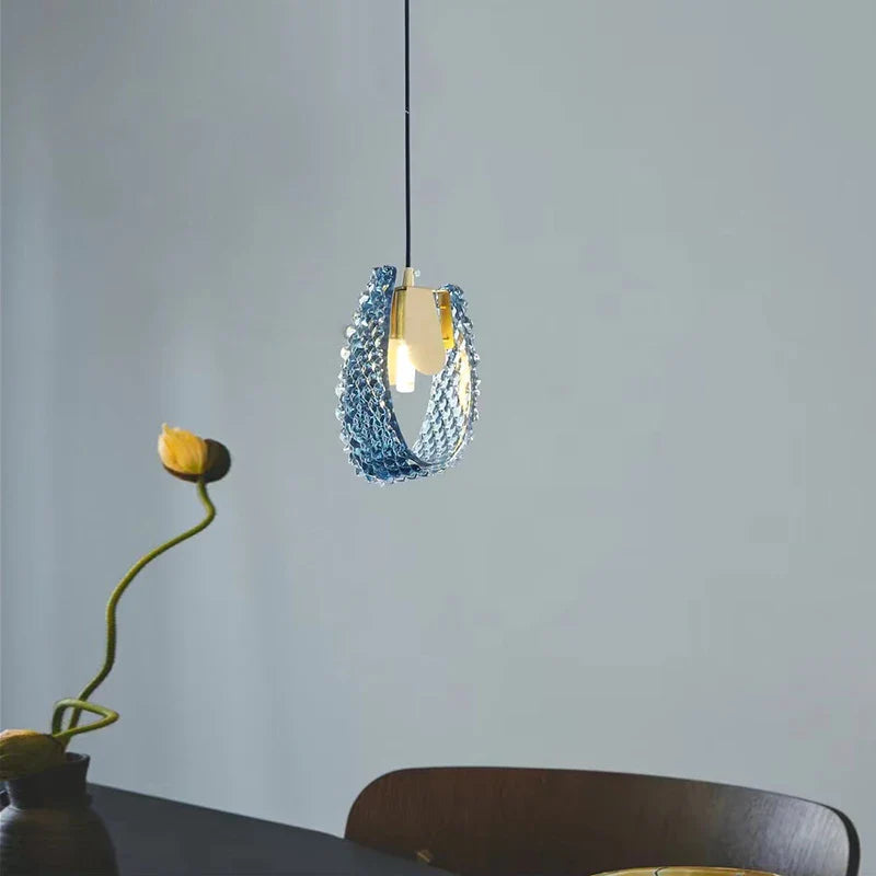 Afralia™ Blue Glass Luxury Wall Sconce LED Light Fixture for Living Room Bedroom Aisle