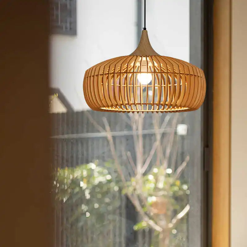 Afralia™ Wood Suspension Pendant Lamp for Bedroom Dining Table Home Decor