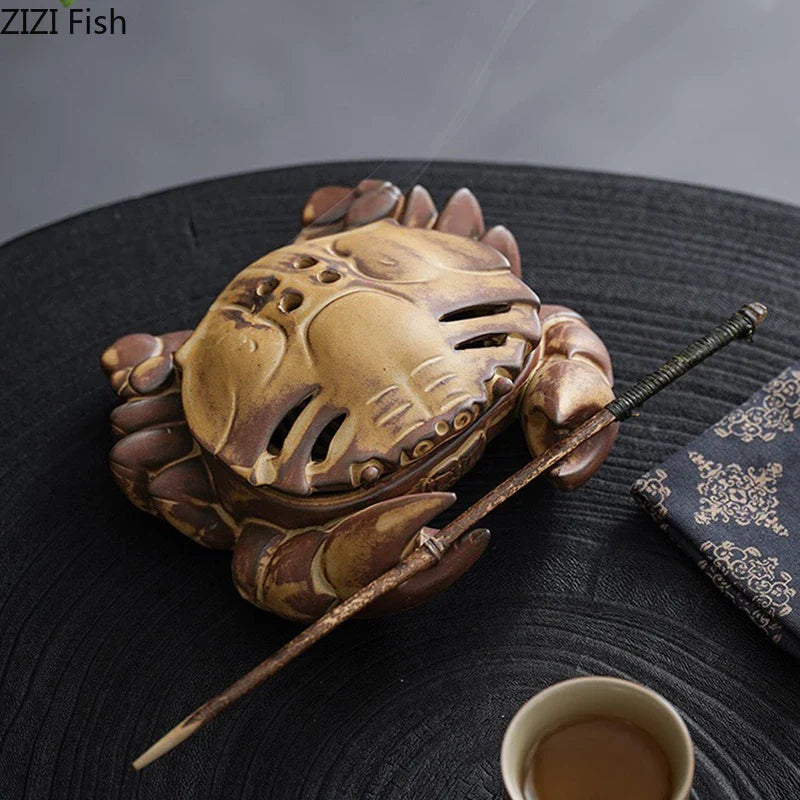 Afralia™ Crab Ceramic Incense Burner Aromatherapy Diffuser Ash Plate Home Aroma Container