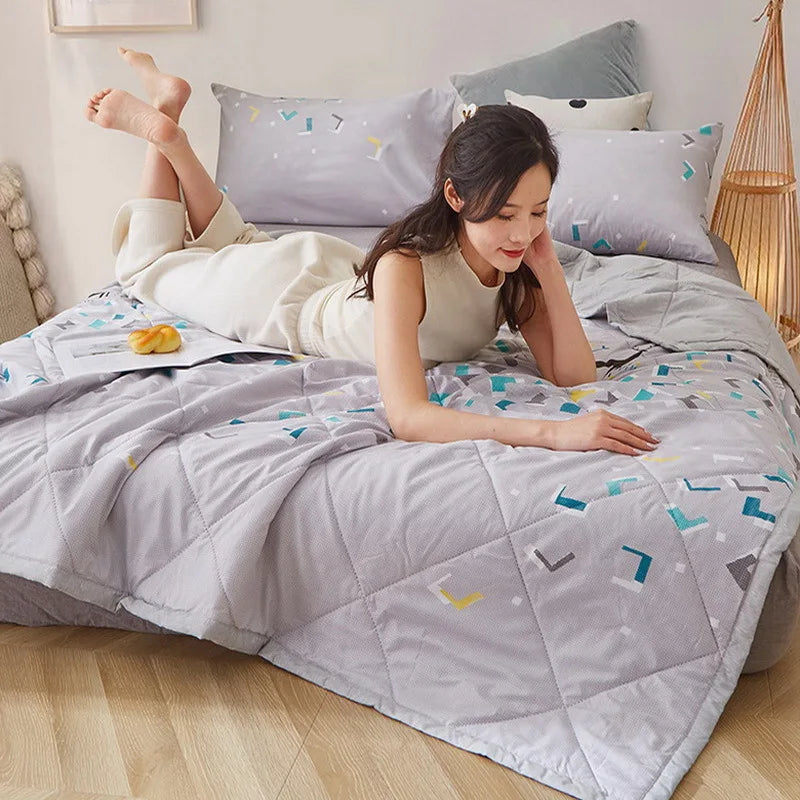 Afralia™ Quilted Summer Blanket: Soft & Breathable Double Comforter
