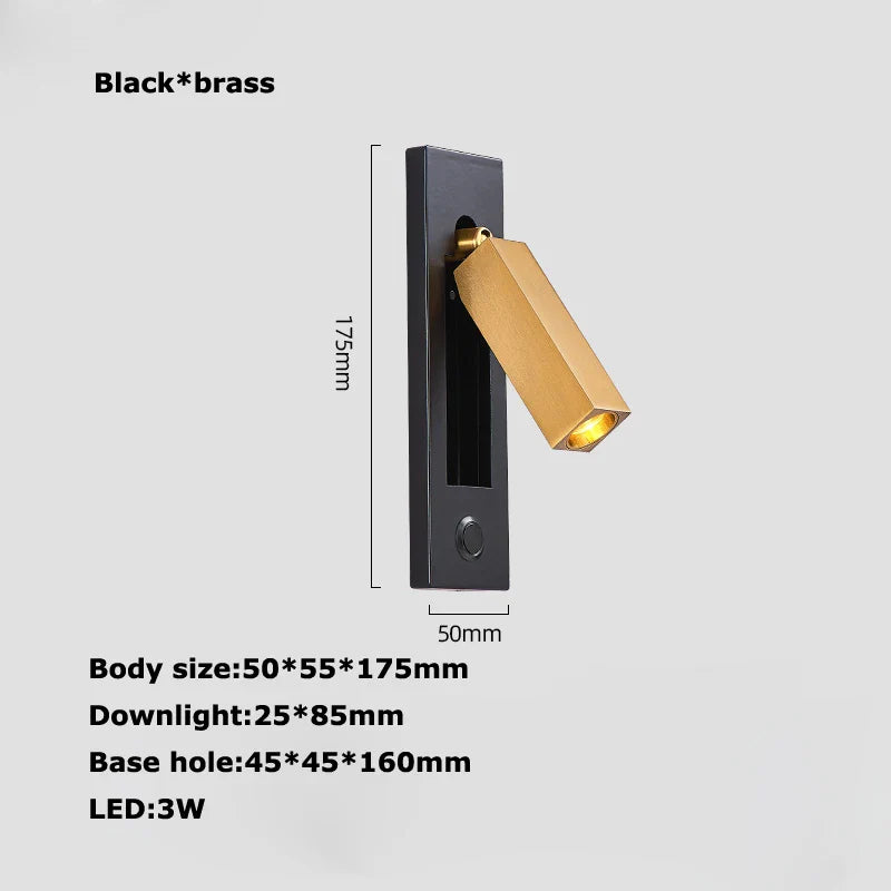 Afralia™ LED Wall Lamp with Switch, USB Port, Rotatable - Bedroom Reading Light