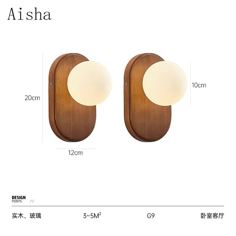 Afralia™ Japanese Wood Wall Lamp for Bedroom Sconces, Silent Wind Retro Light