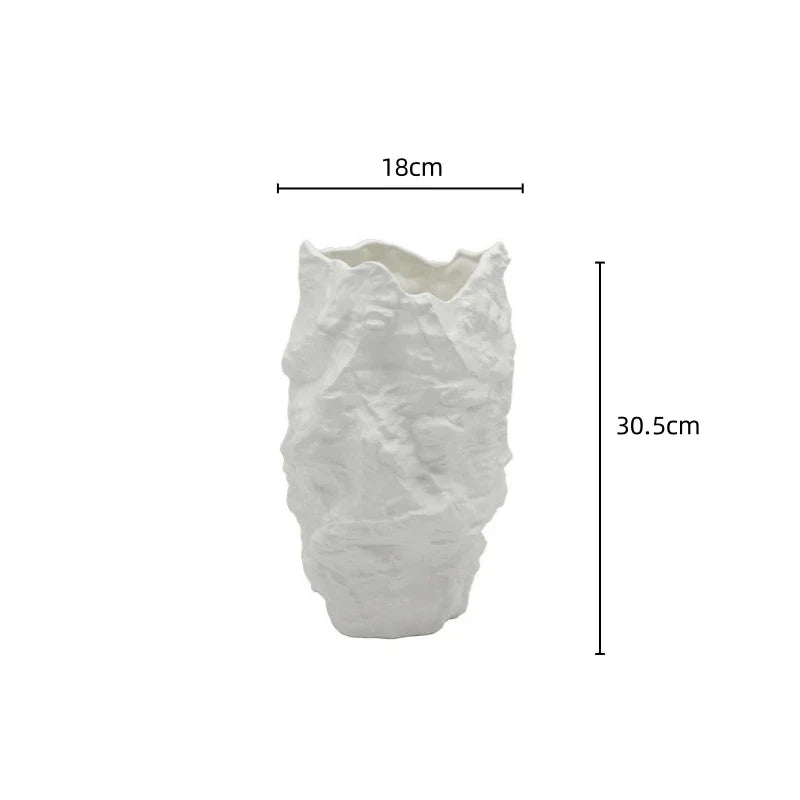 Afralia™ Stone Grain Black White Ceramic Vase for Flower Arrangement Craft Ornaments